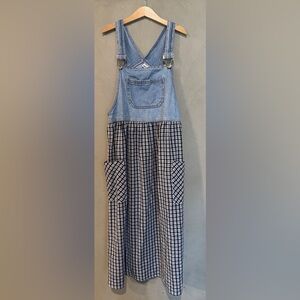 Vintage 90’s My Michelle denim plaid jumper overalls dress pockets size 14